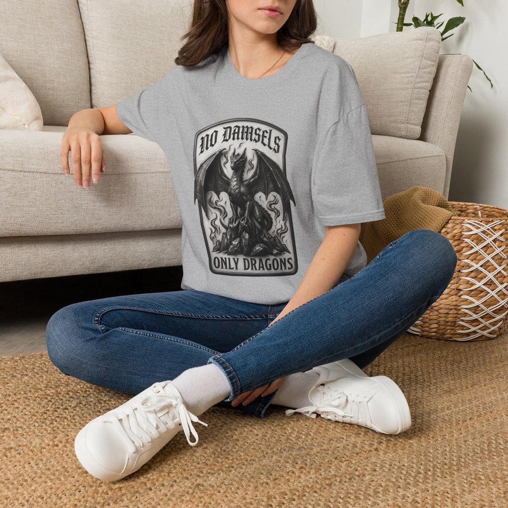 No Damsels Only Dragons Shirt, Feminist Dragon Tee, Fantasy Feminist Shirt, Strong Women Graphic Tee, Girl Power Shirt, Dark Fantasy Tshirt, Witch Aesthetic Shirt, Anti Damsel Shirt