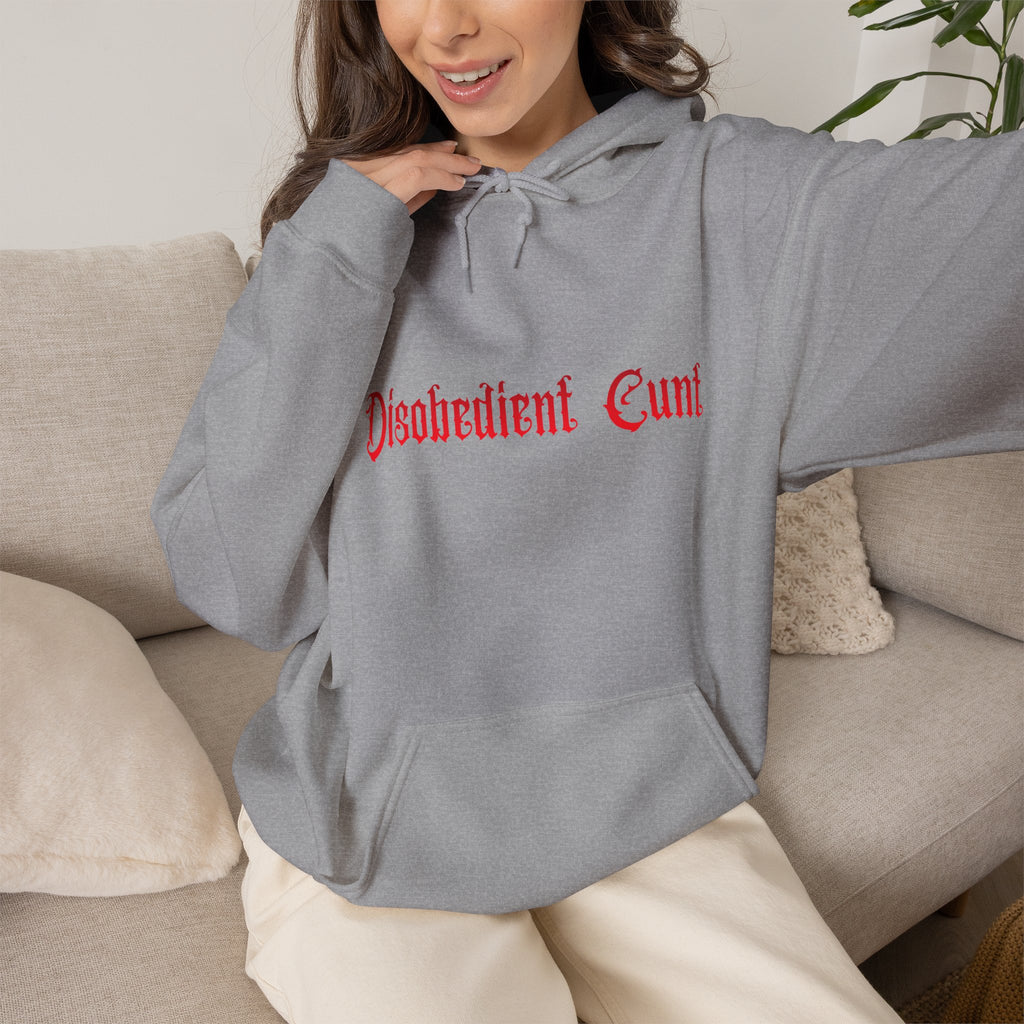 Disobedient Cunt Hoodie – Gothic Red Lettering Feminist Sweatshirt