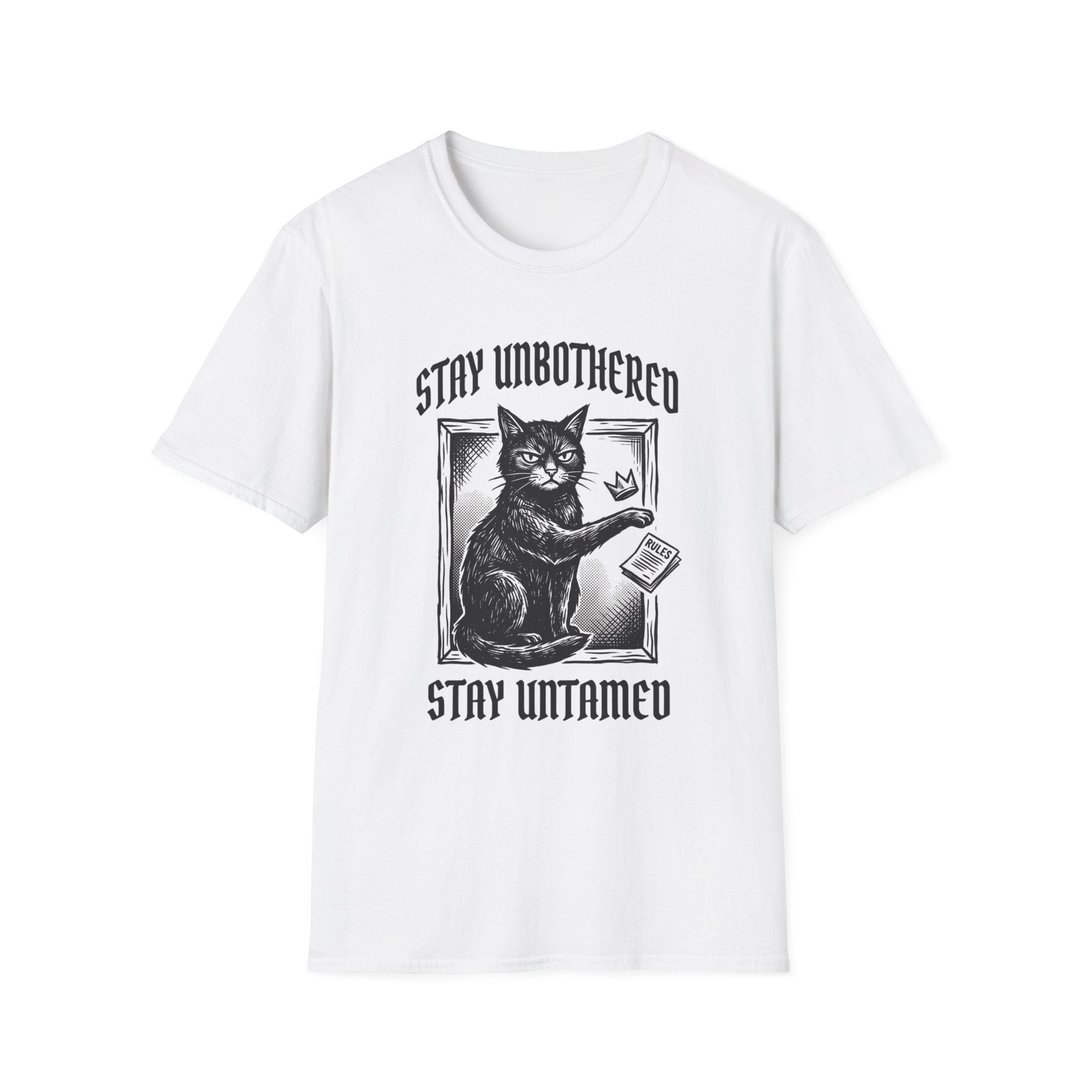 Stay Unbothered Stay Untamed Black Cat Tee | Edgy Cat Shirt | Unapologetic Women’s T shirt Dark Aesthetic Cat Tee | Glitter and Rage