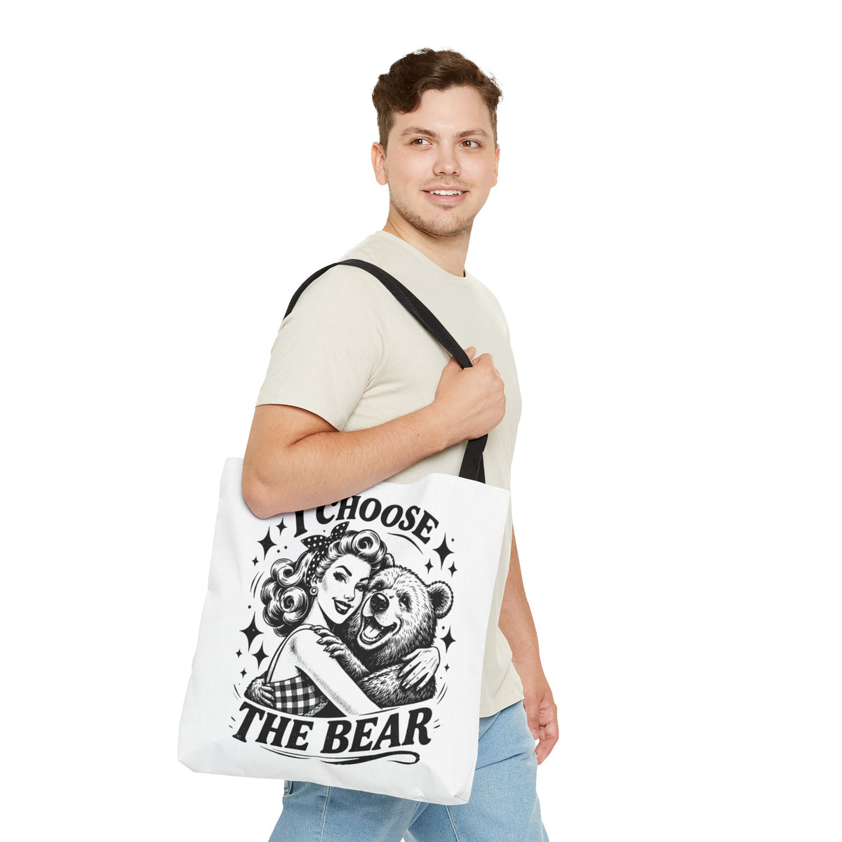 I Choose The Bear Retro Graphic Tote Bag