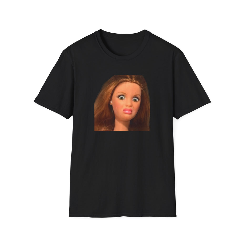 Unhinged Doll Face T-Shirt — Surprised Doll Meme Graphic Tee