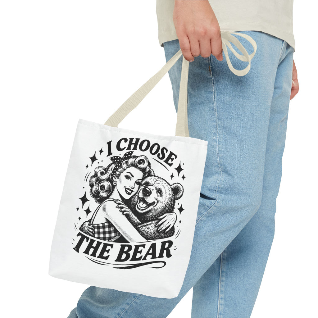 I Choose The Bear Retro Graphic Tote Bag