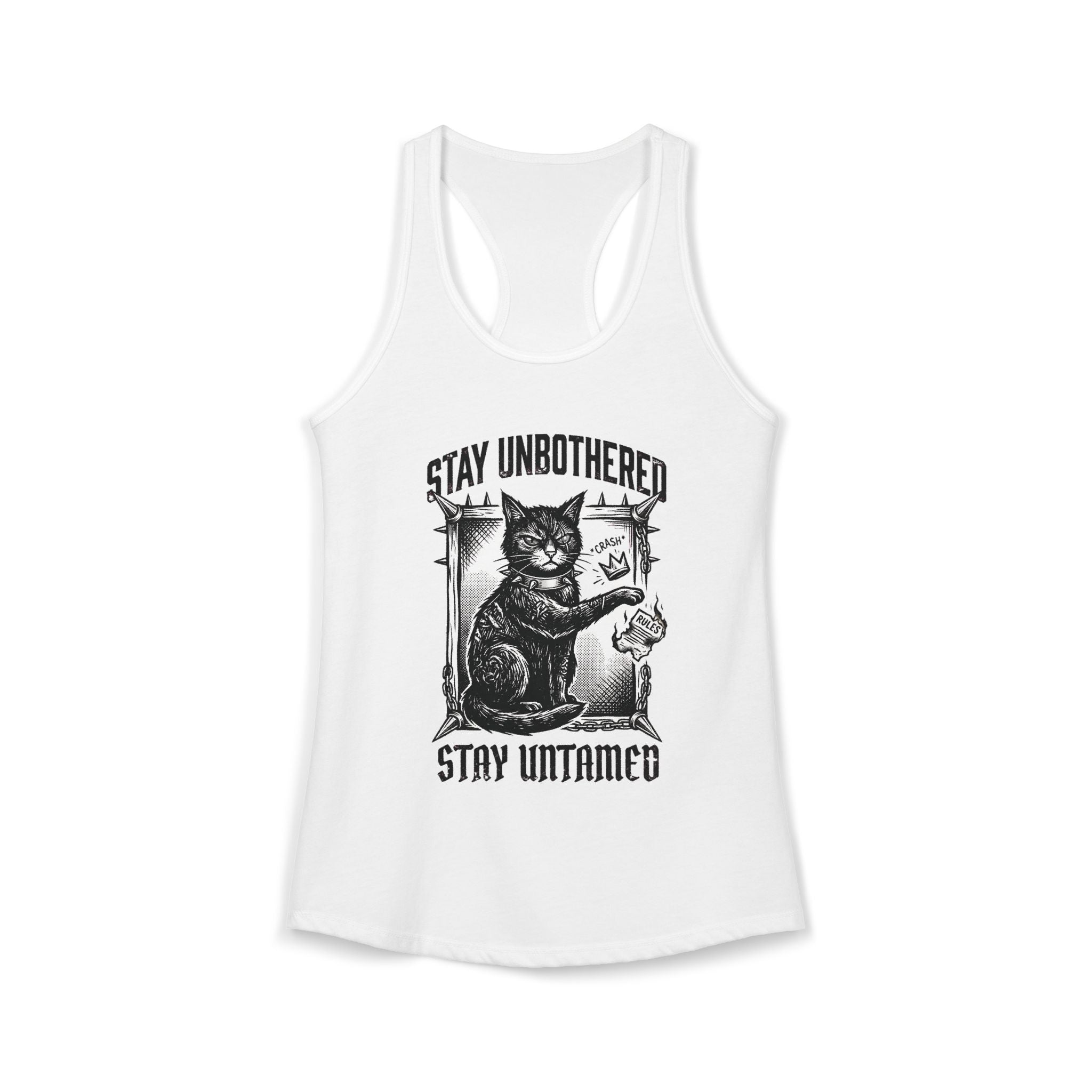 Stay Unbothered Stay Untamed Black Cat Tank Top | Edgy Cat Shirt | Unapologetic Women’s Tank | Dark Aesthetic Cat Tee | Glitter and Rage