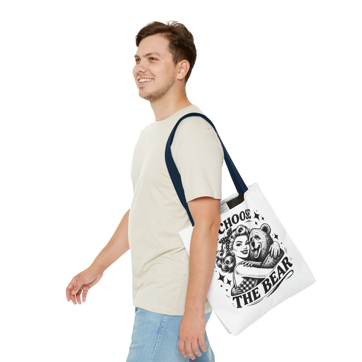 I Choose The Bear Retro Graphic Tote Bag