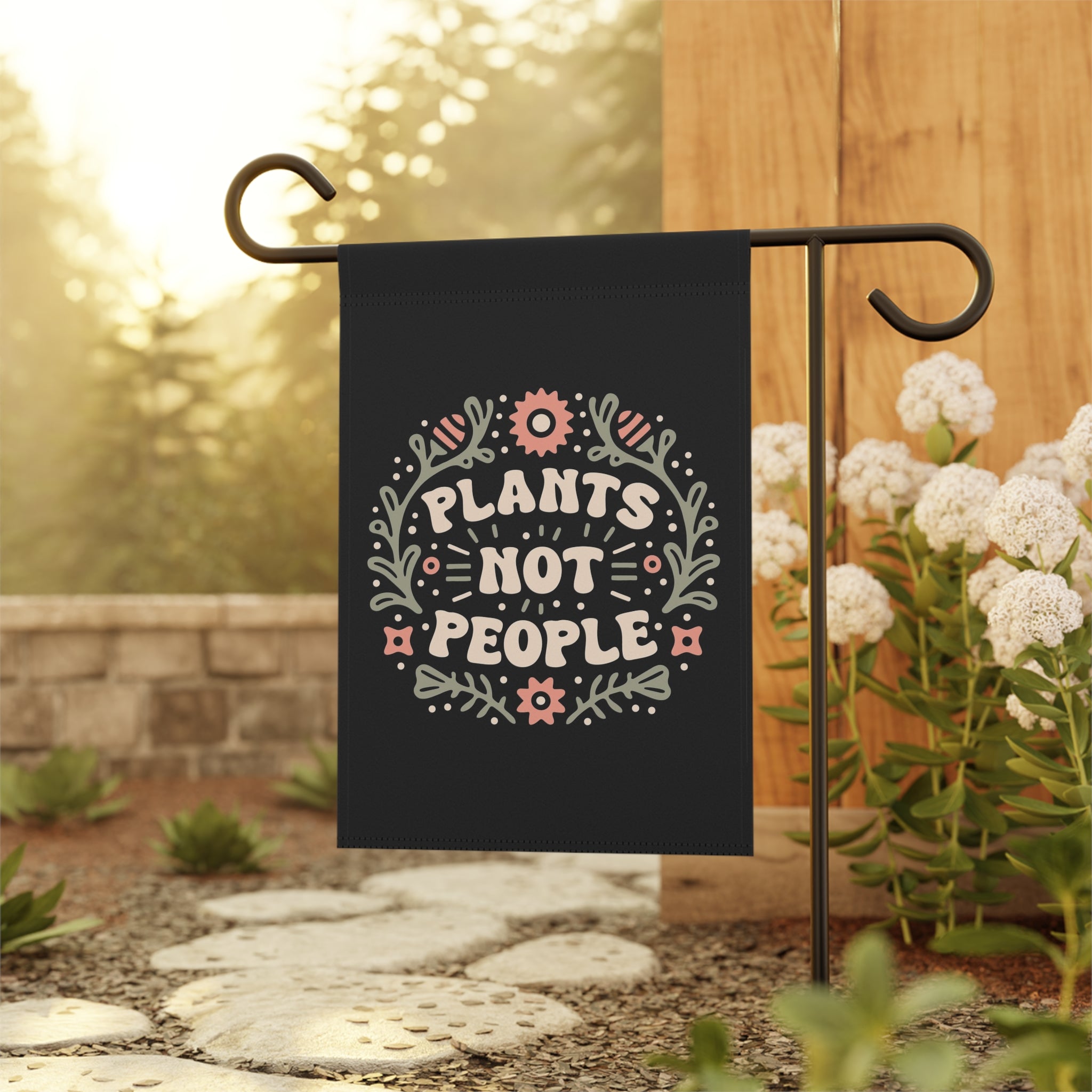 Plants Not People Garden Flag | House Banner, Floral Garden Decor