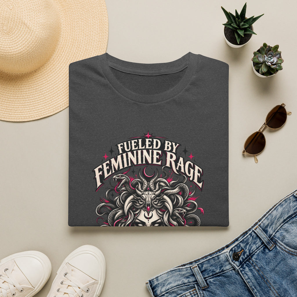 Fueled by Feminine Rage Medusa Tee, Dark Feminist Snake Goddess shirt