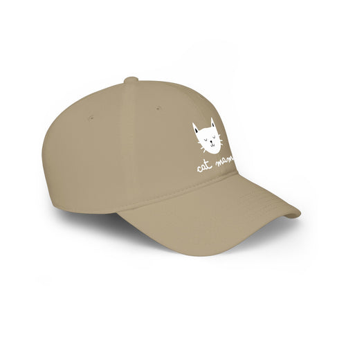Cat Mama Baseball Cap — Cute Cat Face Embroidered Low Profile Hat