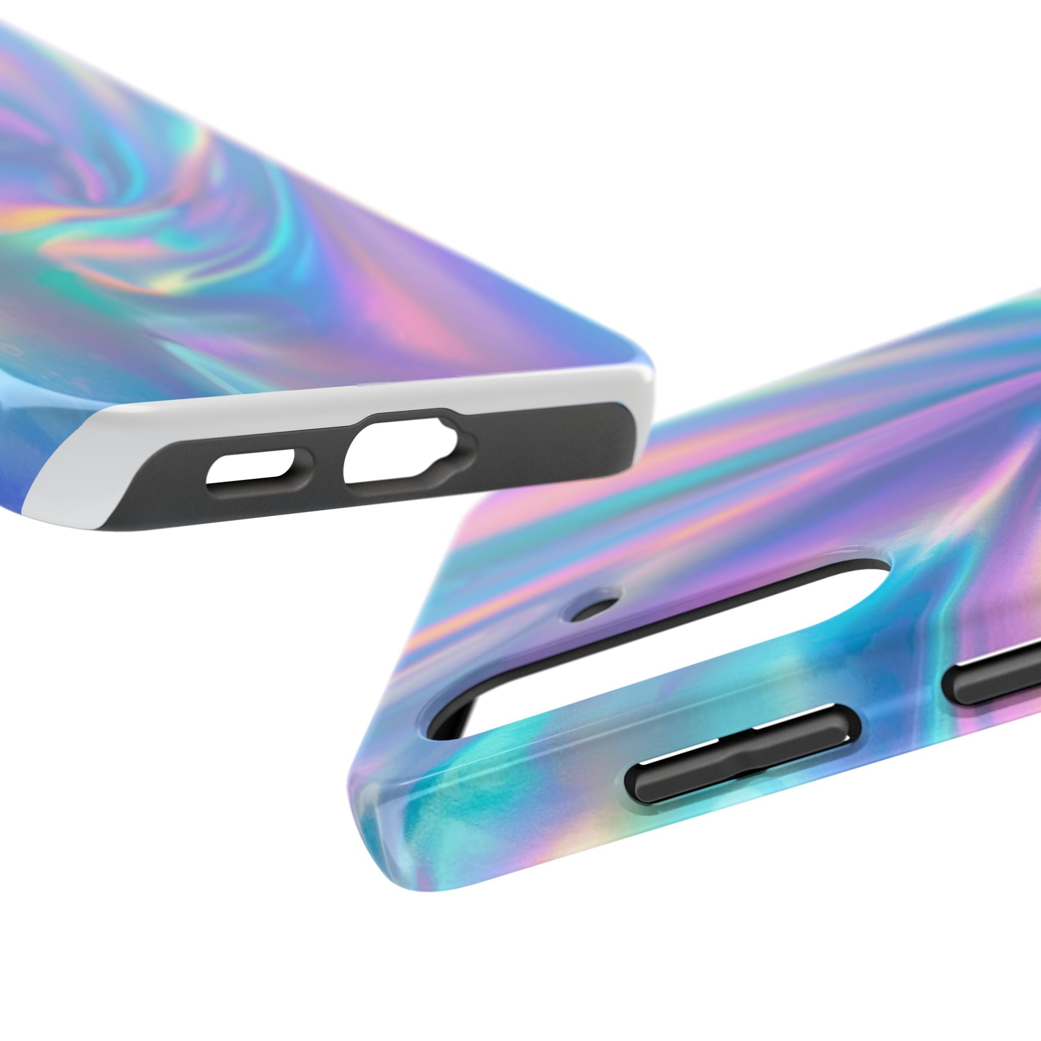 Iridescent Holographic Tough Phone Case – Shimmer Marble Protective Cover