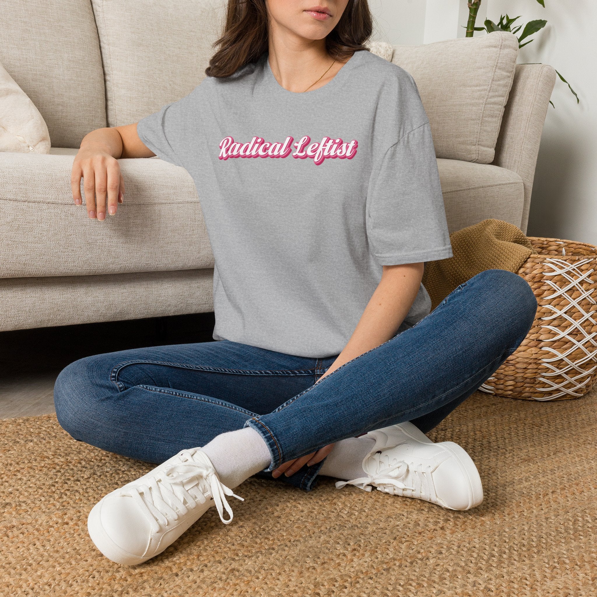 Radical Leftist Tee — Pink Script Political Statement T-Shirt