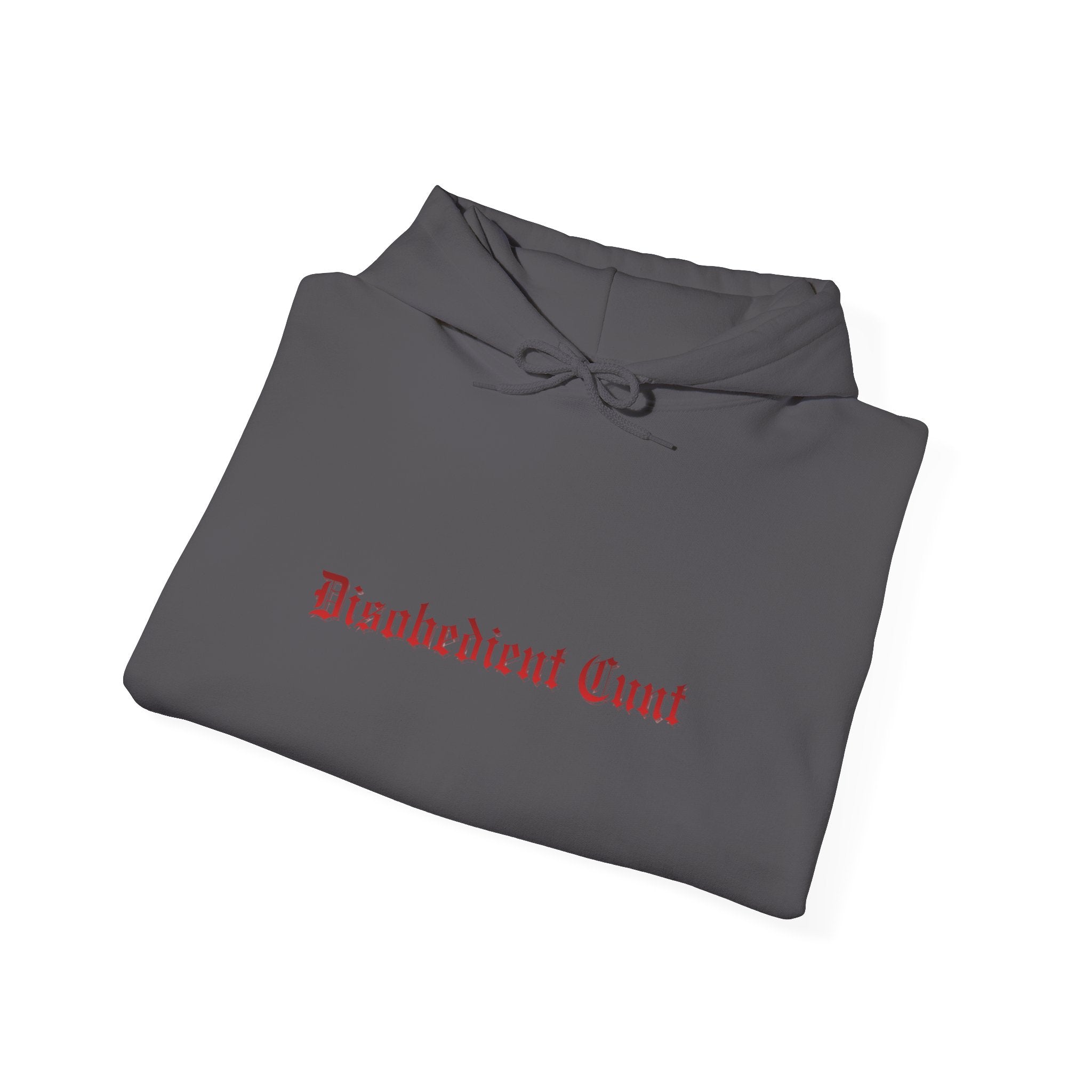Disobedient Cunt Hoodie — Gothic Script Statement Hooded Sweatshirt