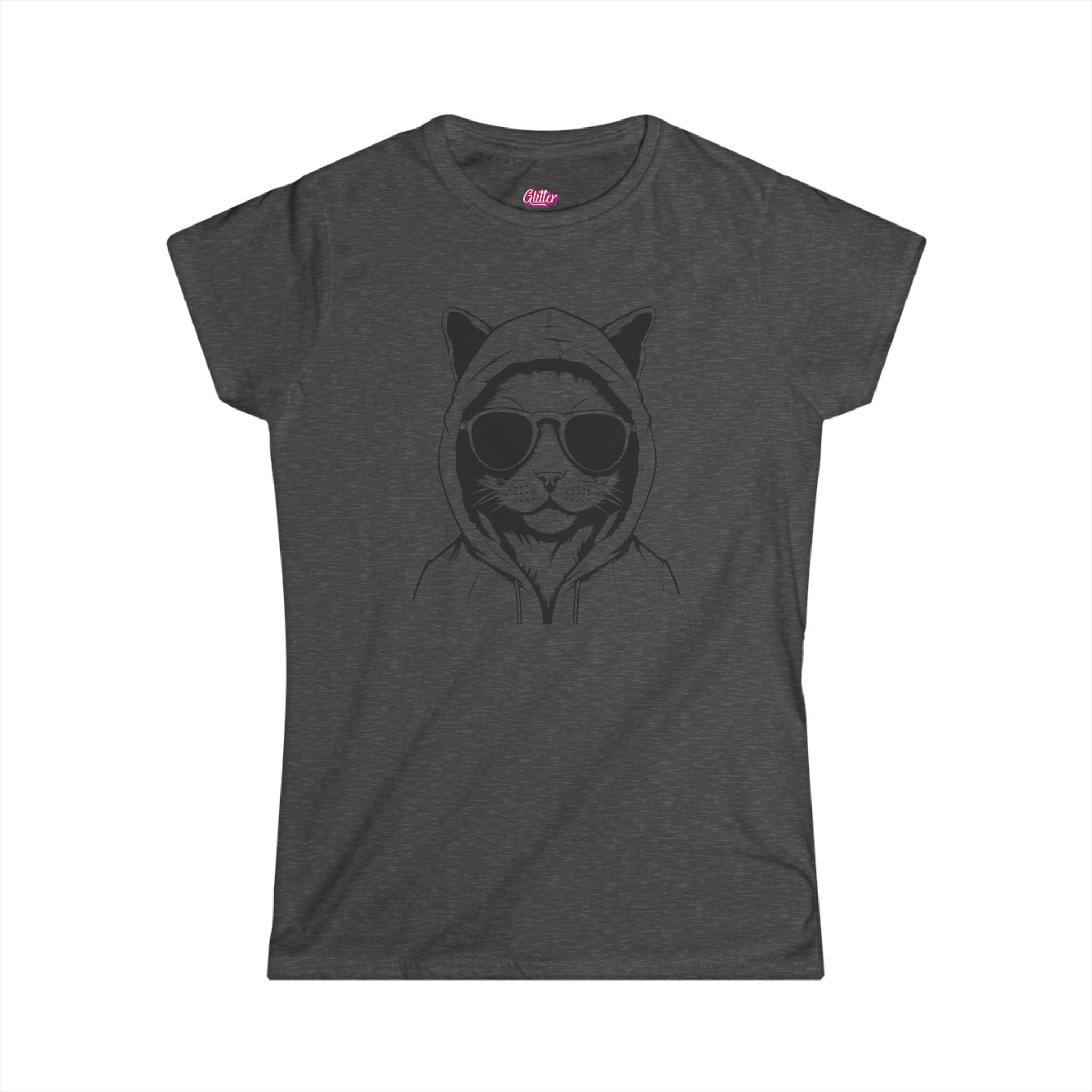 Cat in Hoodie Tee — Cool Cat Graphic Women's T-Shirt