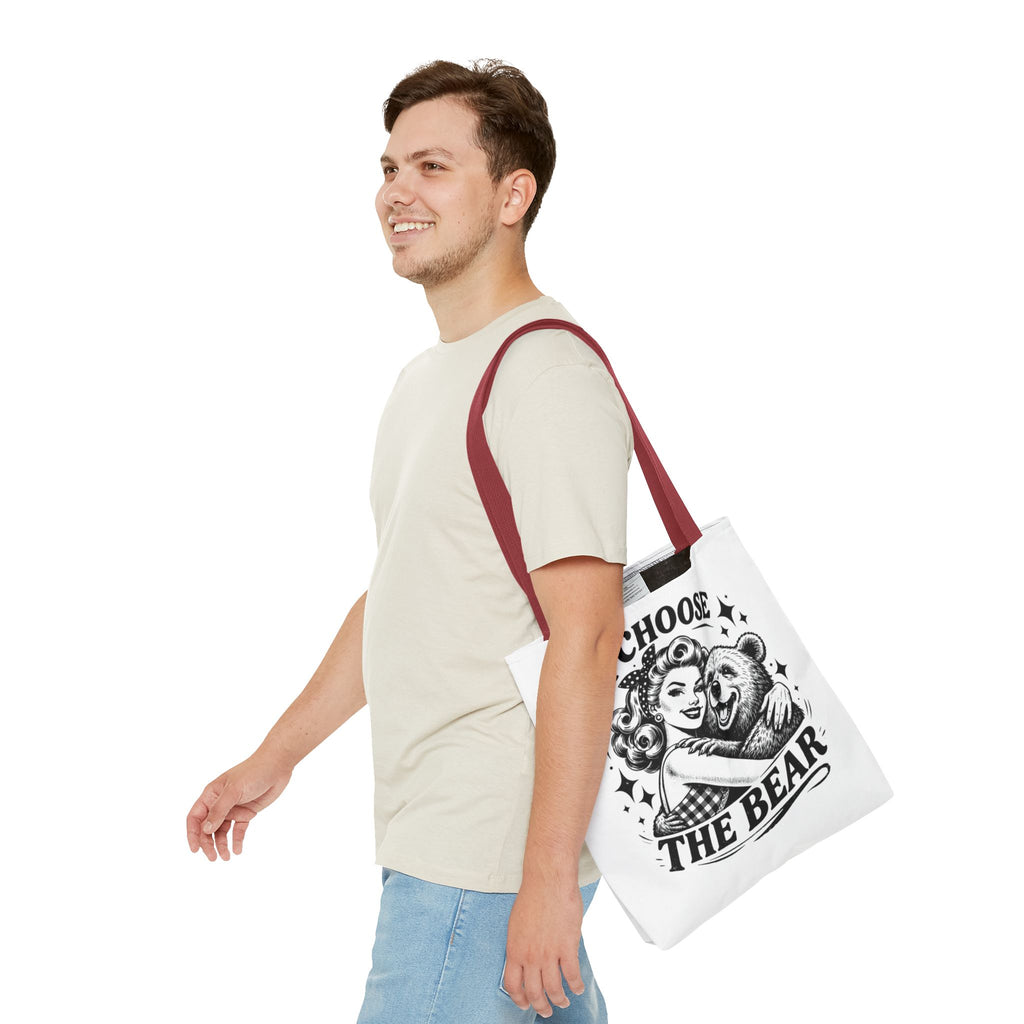 I Choose The Bear Retro Graphic Tote Bag