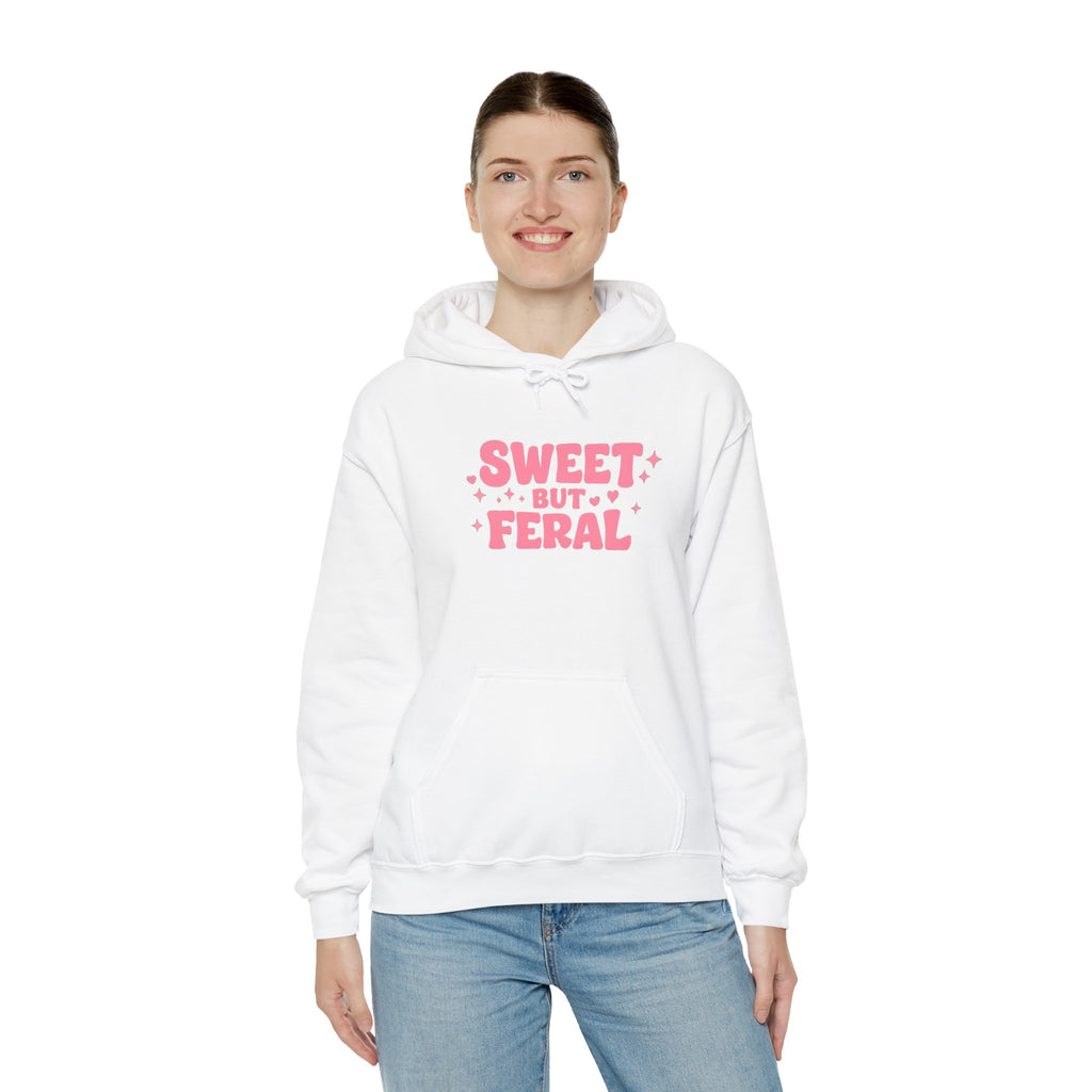 Hoodie — "Sweet But Feral" Pink Graphic Pullover