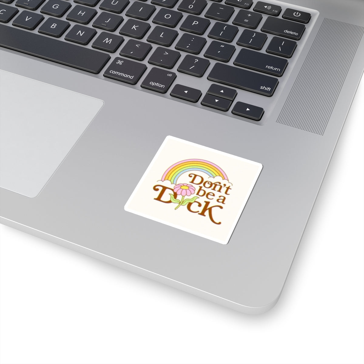 Don’t Be a Dick Retro Rainbow Sticker — Funny Cute Laptop Kiss-Cut Sticker
