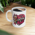 Fueled by Caffeine & Rage Mug — Skeleton Hand Iced Coffee Feminist Coffee Mug