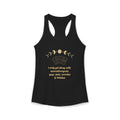 Women’s black tank top with gold moon phases and tarot cards – "I Only Get Along With Neurodivergents, Gays, Sluts, Weirdos & Witches" – Glitter and Rage