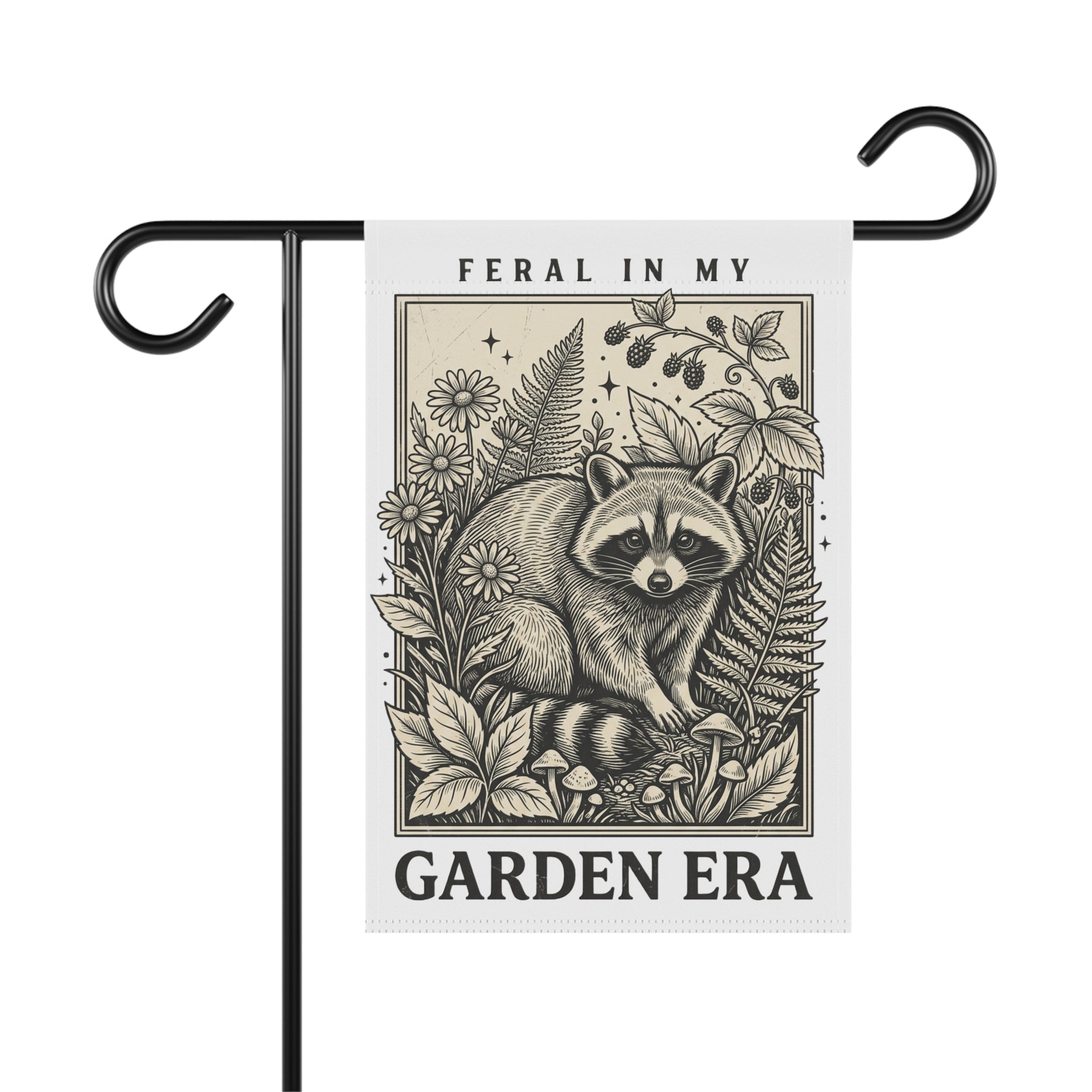 Garden Flag - "Feral In My Garden Era" Raccoon Decorative Yard Banner