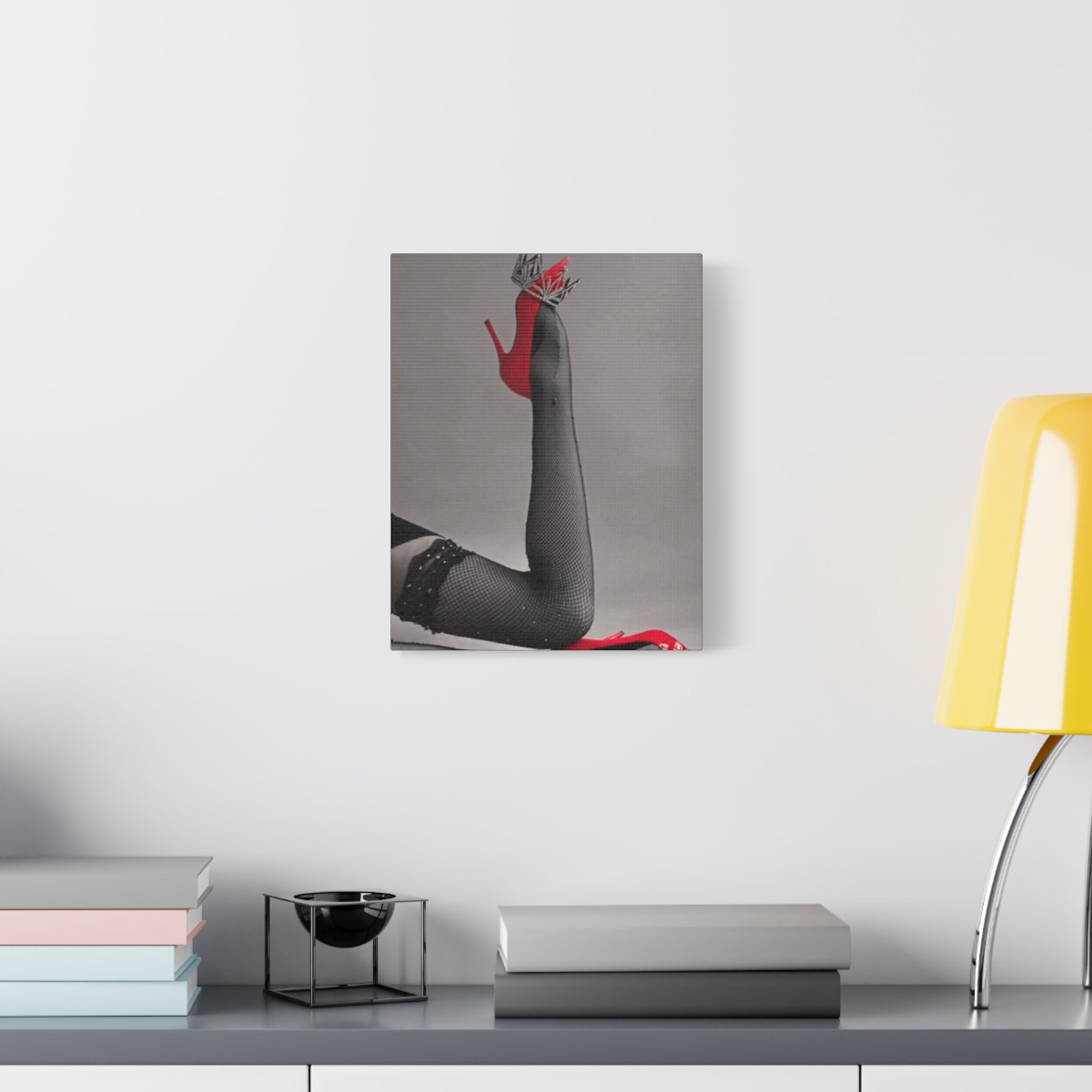 Retro Pin-Up Leg Art Matte 11x14 Canvas Wall Art — Red Heels Vintage Glam Decor