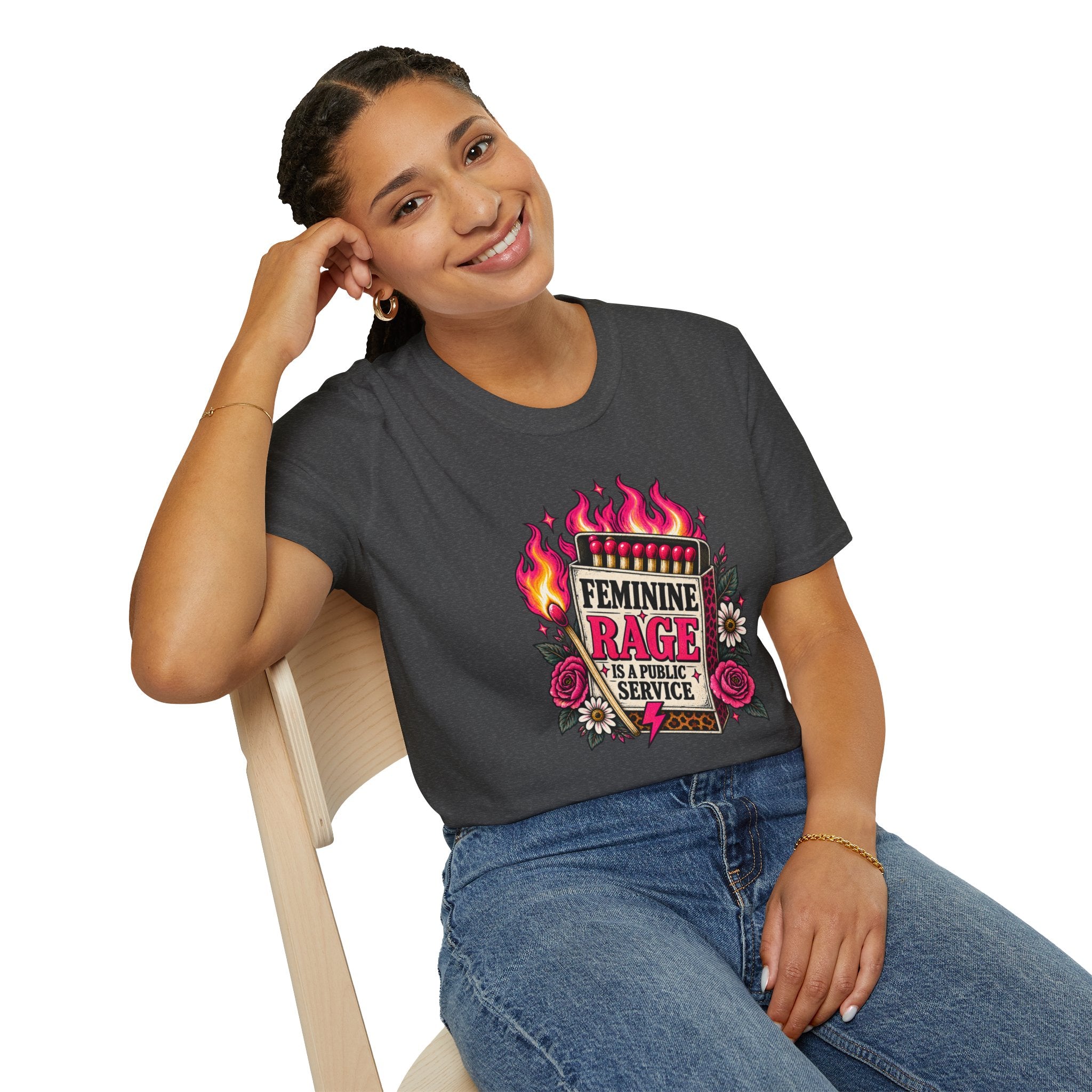 Feminine Rage Is A Public Service T-Shirt | Matchbox Floral Graphic Tee | Feminist Statement Shirt