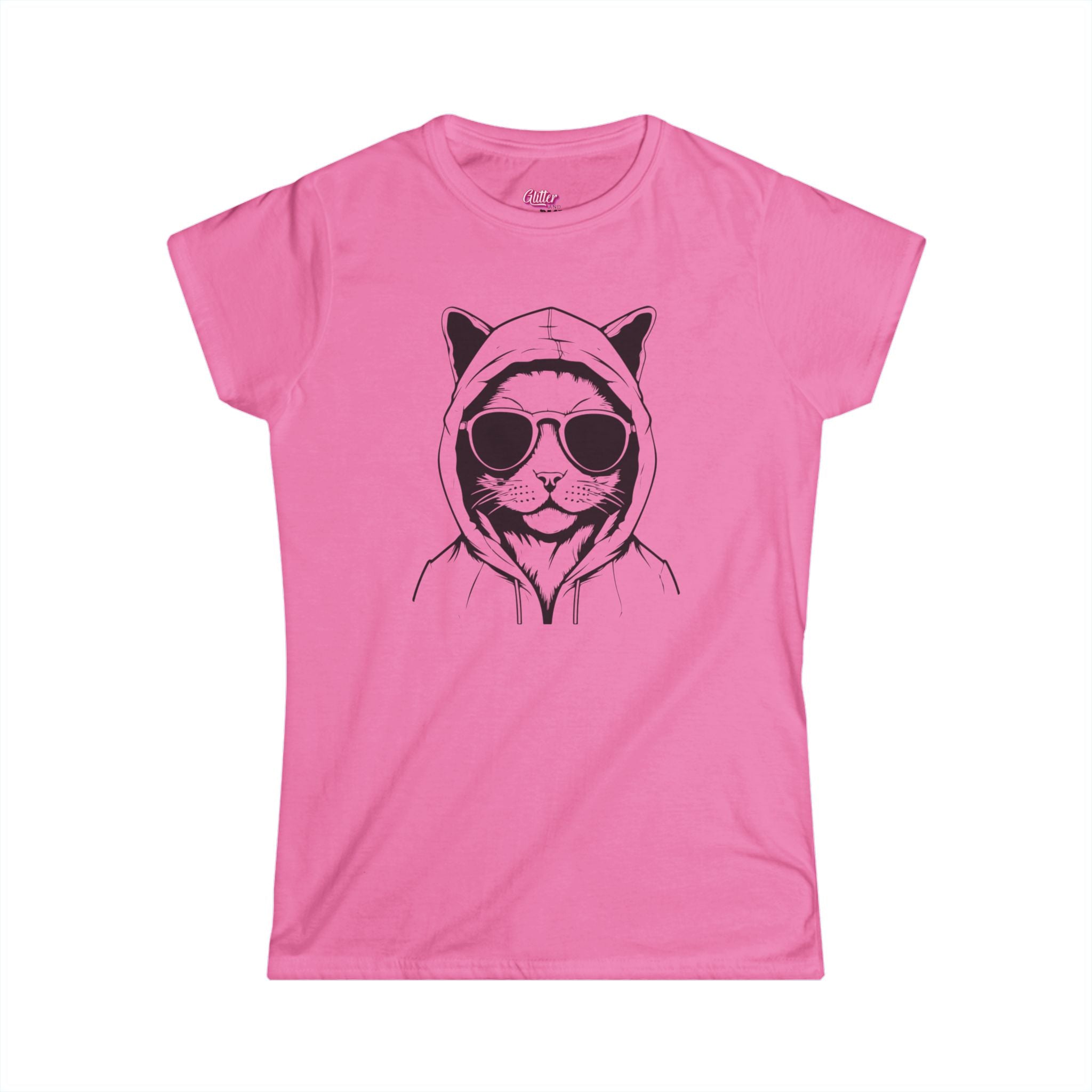 Cat in Hoodie Tee — Cool Cat Graphic Women's T-Shirt