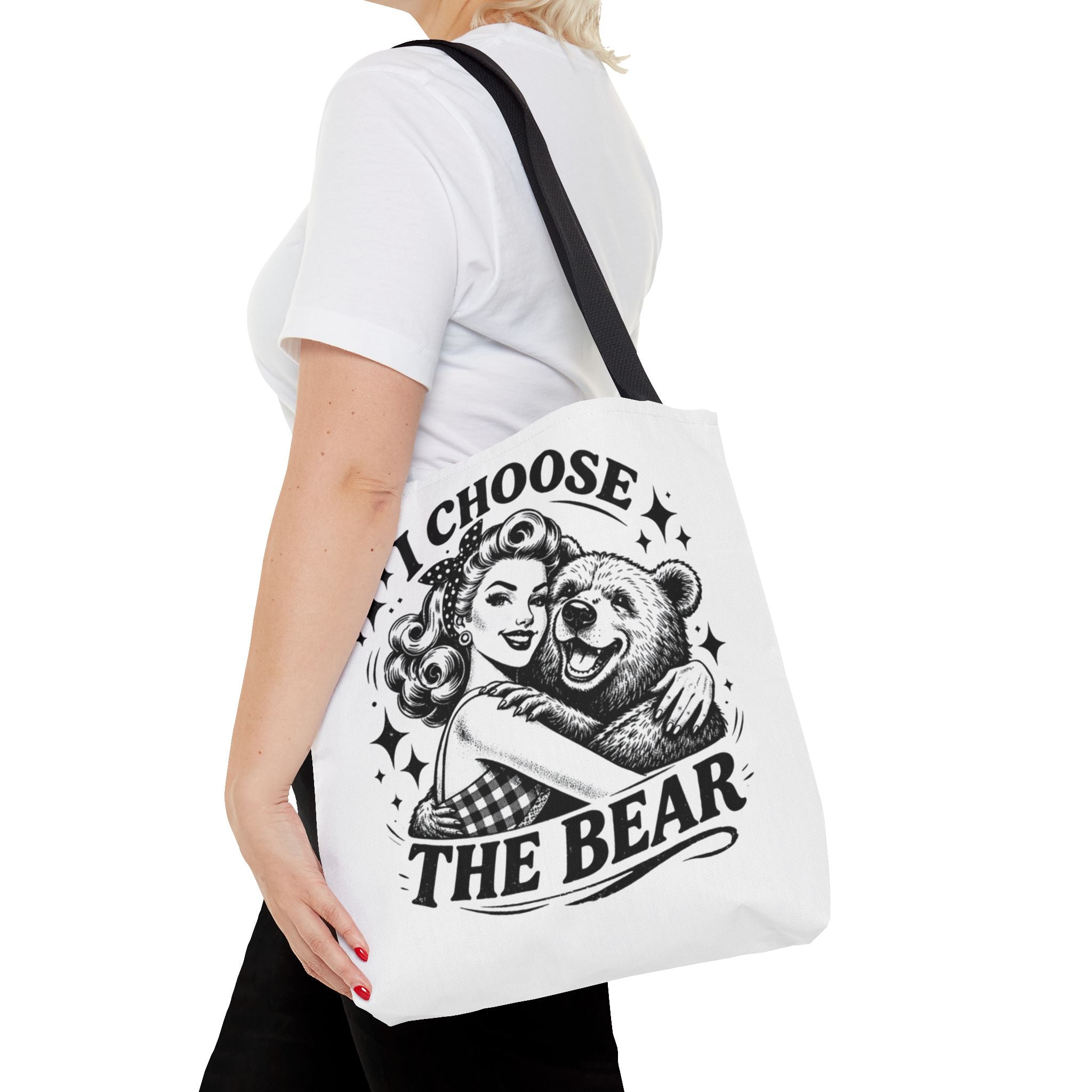 I Choose The Bear Retro Graphic Tote Bag