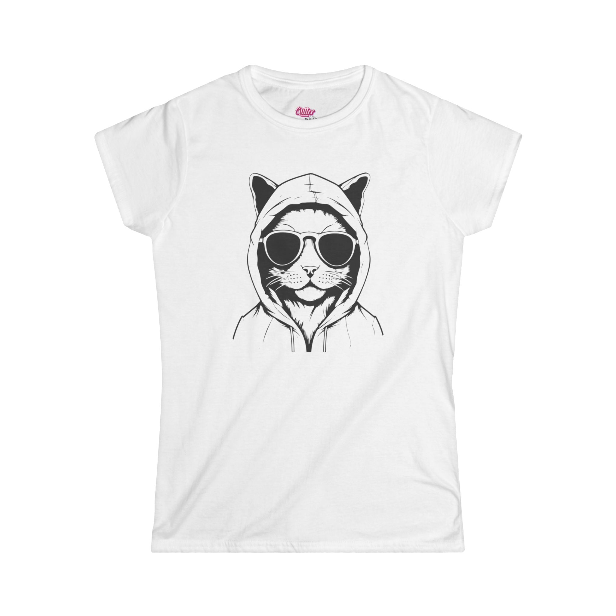 Cat in Hoodie Tee — Cool Cat Graphic Women's T-Shirt