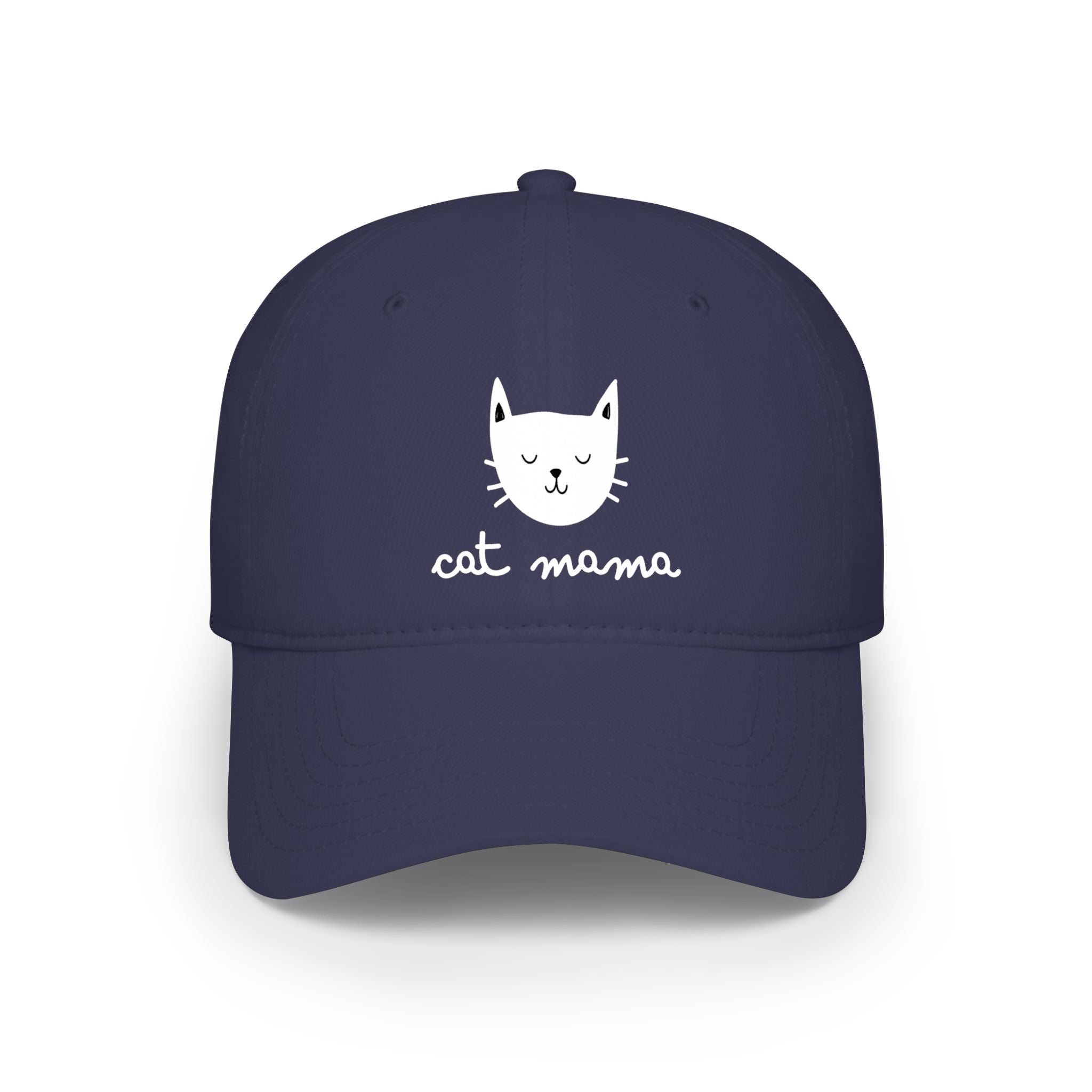 Cat Mama Baseball Cap — Cute Cat Face Embroidered Low Profile Hat