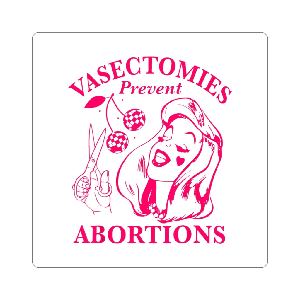 Sticker — “Vasectomies Prevent Abortions” Retro Pink Kiss-Cut Sticker