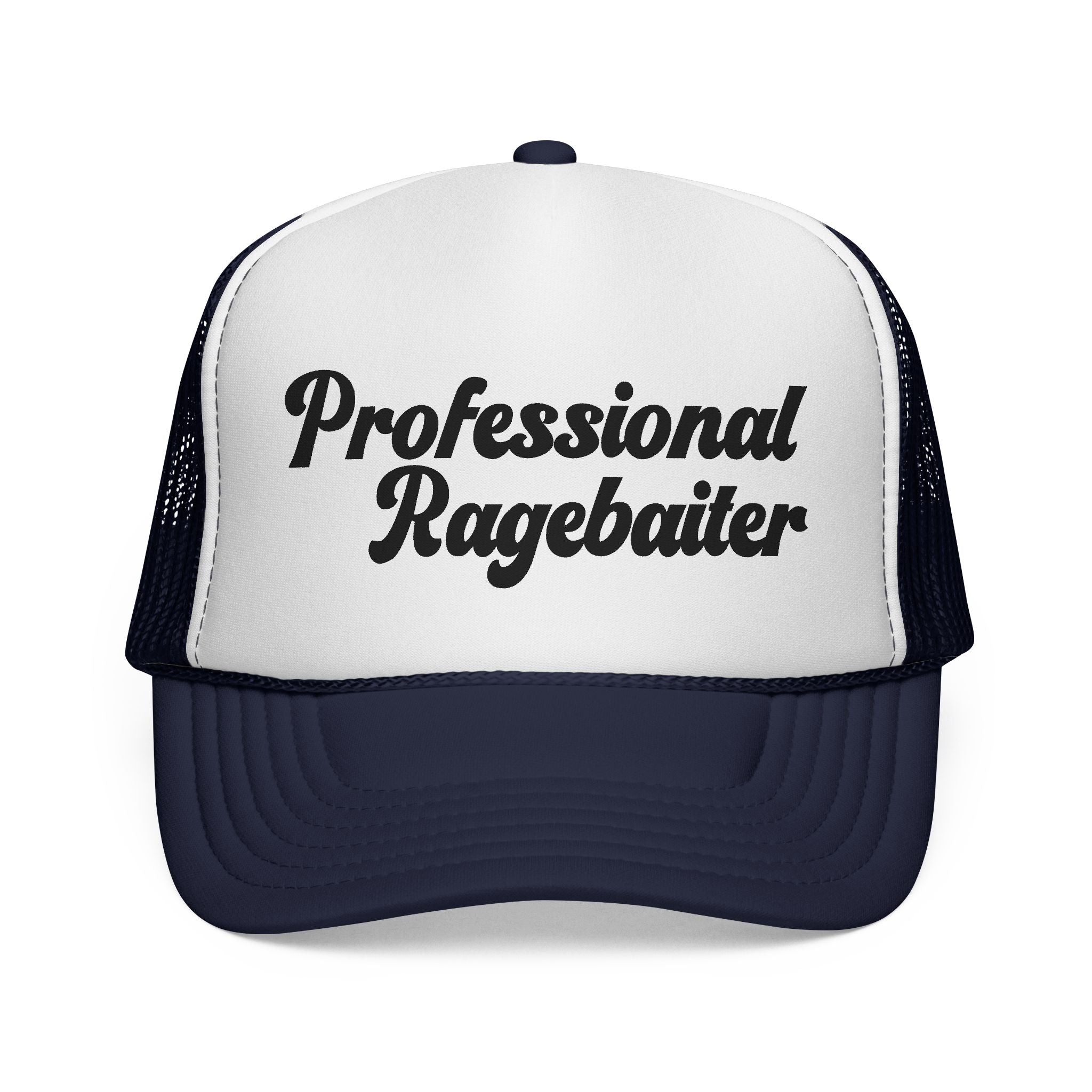 Trucker Cap — "Professional Ragebaiter" Retro Script Mesh Hat