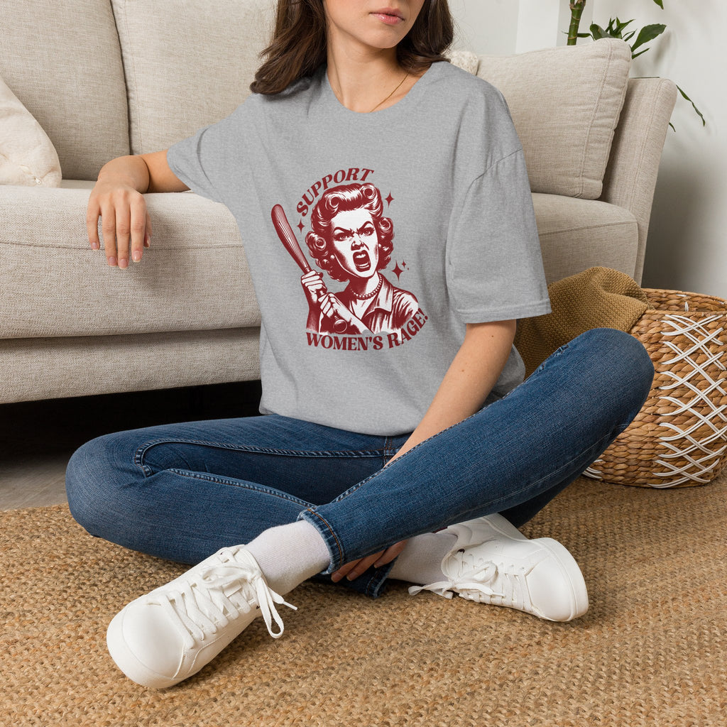 Support Women's Rage T-Shirt — Retro Feminist Baseball Bat Graphic Tee