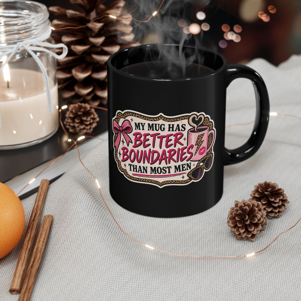 My Mug Has Better Boundaries Than Most Men Mug — Leopard Print Feminist Coffee Mug
