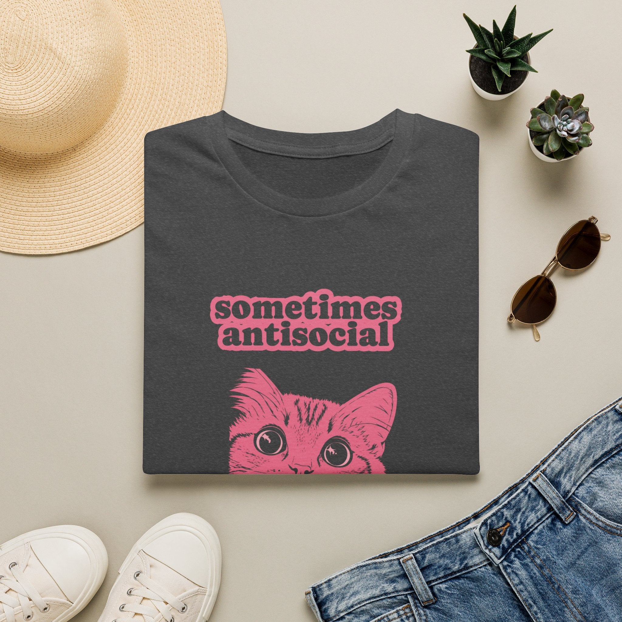 Sometimes Antisocial Always Antifascist Cat Shirt | Feminist Political Graphic Tee | Cat Lady Gift