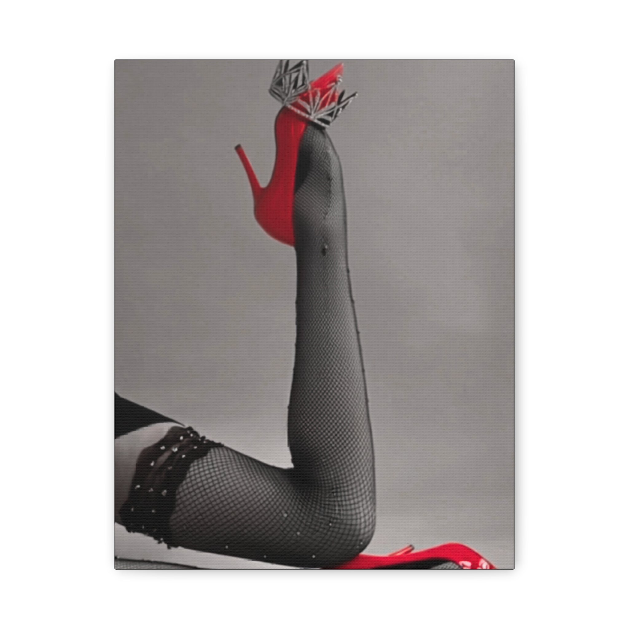Retro Pin-Up Leg Art Matte 11x14 Canvas Wall Art — Red Heels Vintage Glam Decor