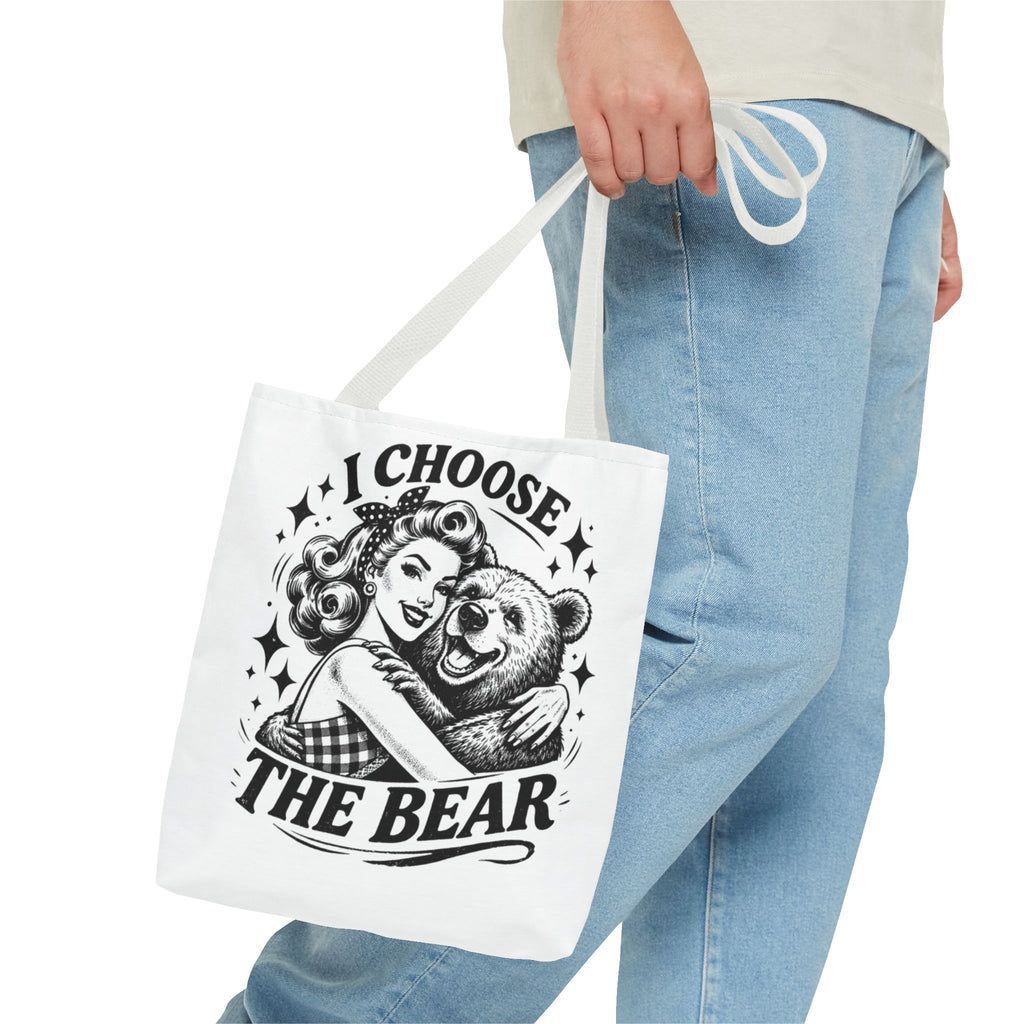 I Choose The Bear Retro Graphic Tote Bag