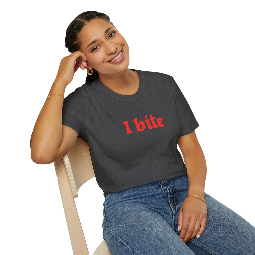 I Bite T-Shirt — Funny Gothic Script Graphic Tee