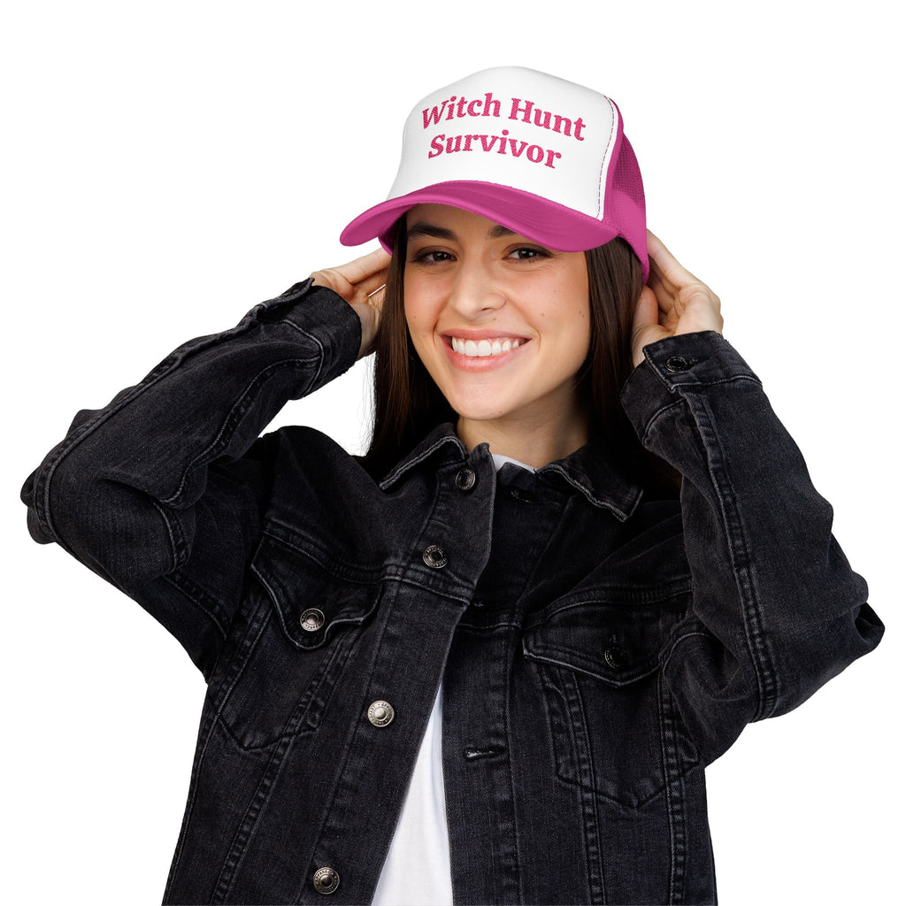 Witch Hunt Survivor Hat | Feminist Embroidered Trucker hat | Gothic Feminist Accessory