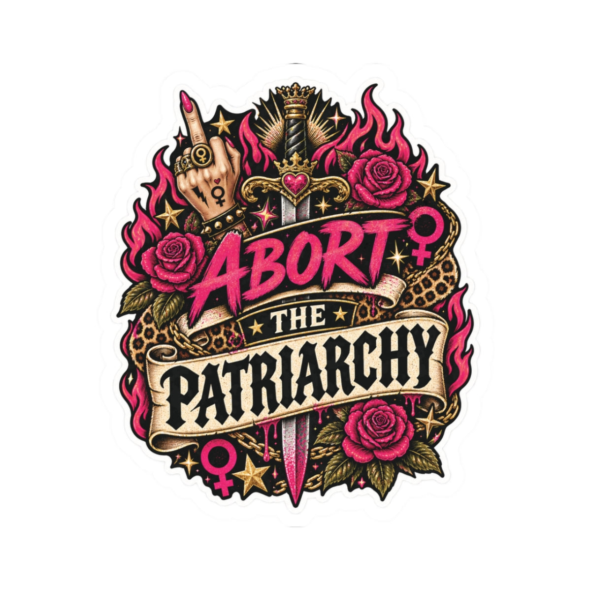 Abort the Patriarchy Sticker — Feminist Kiss-Cut Vinyl Sticker