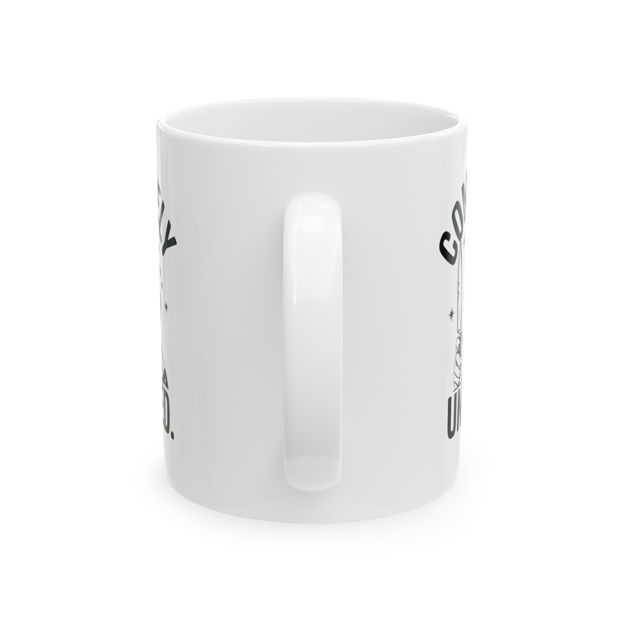 Ceramic Mug — "Completely Unhinged" Funny Retro Skull Knife Design (11oz, 15oz)