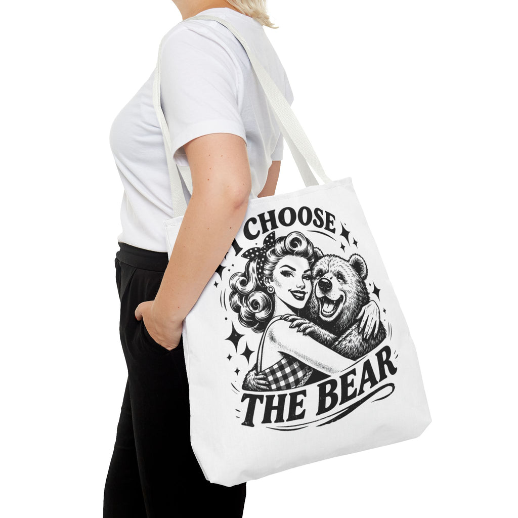 I Choose The Bear Retro Graphic Tote Bag