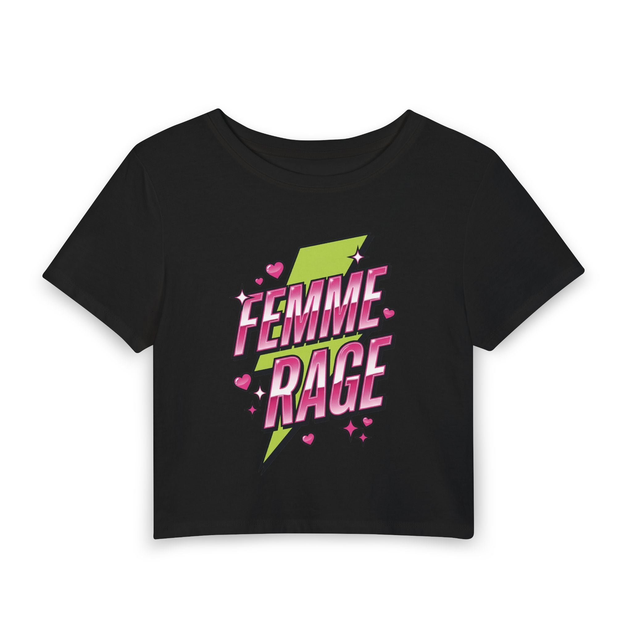 Femme Rage Baby Tee | Y2K Feminist Graphic Crop Top