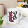 Cute But Will Fight Mug – Pink Leopard Cowgirl Boot Coffee Mug