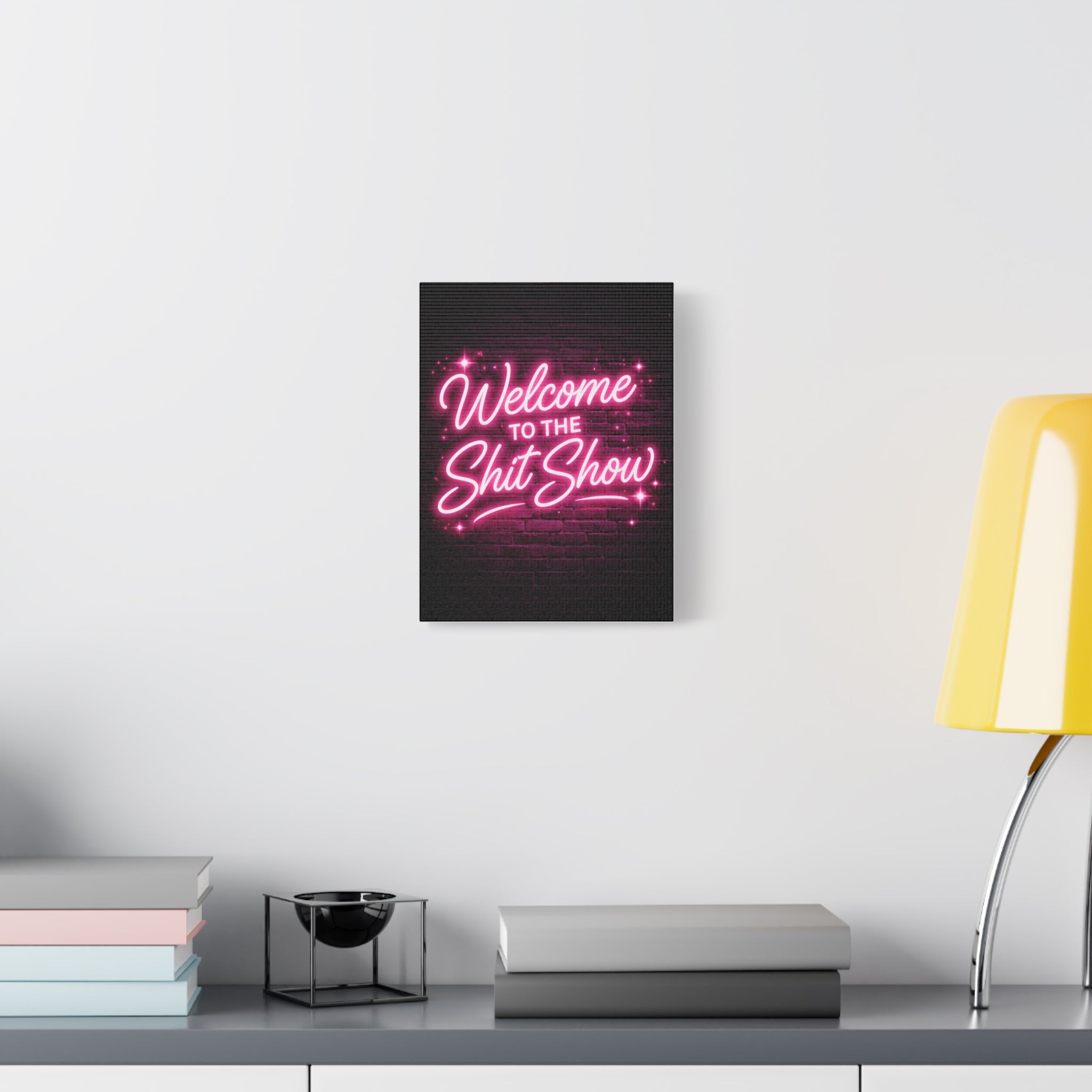Canvas Wall Art – "Welcome to the Shit Show" Neon Sign Decor