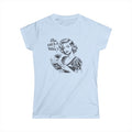 Light blue feminist graphic tee. Vintage retro illustration of a 1950s woman with coffee and a book that reads “Smash the Patriarchy.” Shirt text says “The Hell I Won’t.” Funny sarcastic women’s shirt, feminist gift, retro graphic tee, bold statement shirt for women.