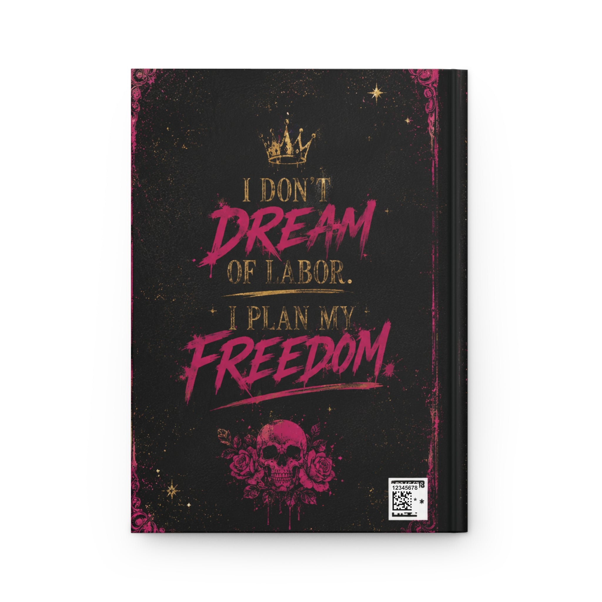 “Notes to Disrupt” Skull & Crown Journal – Gothic Feminist Notebook, Pink & Gold Witchy Planner, Dark Academia Skull Notebook, Rebellious Women Gift